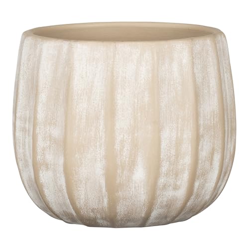 Scheurich Runa, Blumentopf aus Keramik, Farbe: Washed Cream, 18,15 cm Durchmesser, 15,5 cm hoch, 6,7 l Vol.