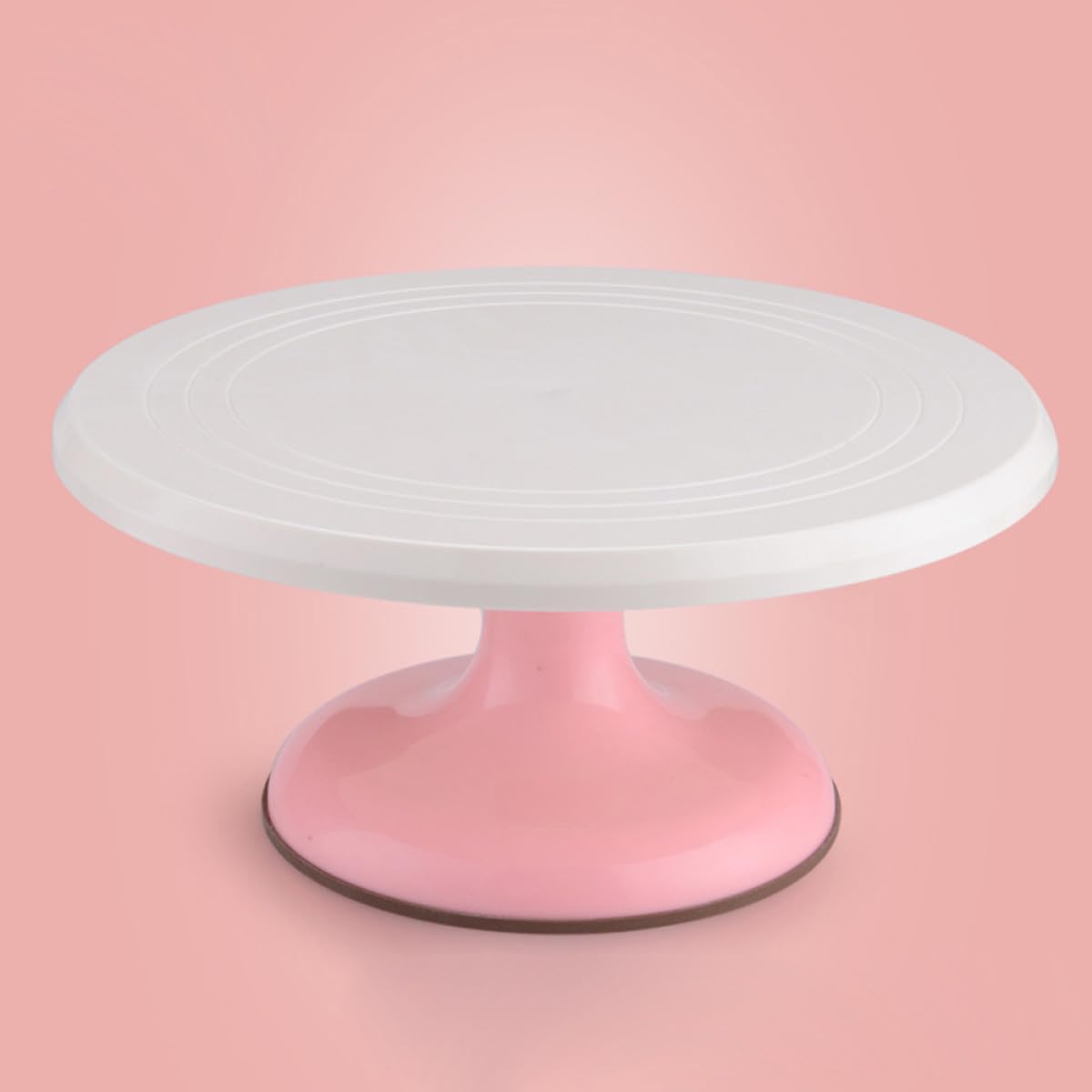 Plato Giratorio para Pasteles Redondo Rosa, Base para Tartas de Piso Rotación Manual 360°, Utensilio para Hornear y Decoración DIY en Hogar y Repostería Profesional