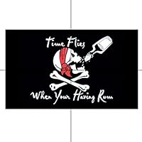 5x3ft Pirates Time Flies When You're Having Rum Flag Halloween Treasure Hunt Kids Banner Table Cover Party Decorations