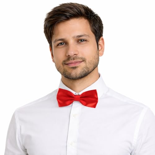 Image of Mens Classic Solid colour Bowtie 6pcs /12pcs Combo Pre-tied Satin polyester Formal tuxedo Bow tie Set For Boy Women and Men & Adjustable Length