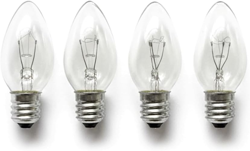 Chandelier Light Bulbs E12 Base – 4 Pack C7 Night Light Replacement Bulbs, 120V 5W-7W