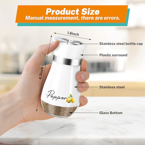 Lemon Salt and Pepper Shakers Set,4 oz Glass Bottom Salt Pepper Shaker with Stainless Steel Lid Kitchen Decor and Accessories Farmhouse Gifts Refillable Design(Lemon)