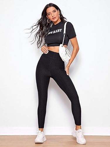 Meza MIZAYA Women's Butt Lifting Leggings Tummy Control High Waist Leggings (Black)