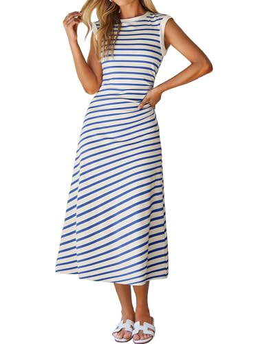 Glamaker Women Summer Tshirt Midi Dress Soft A Line Cap