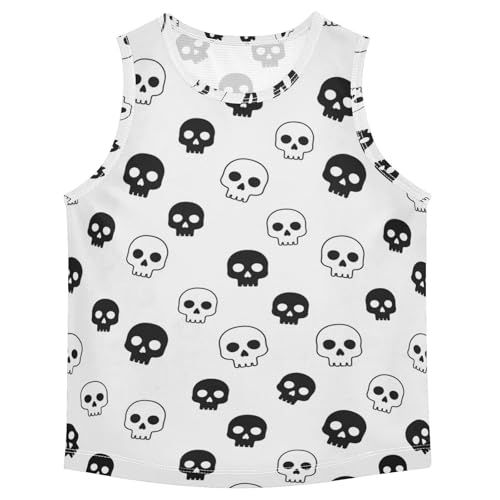 J JOYSAY Skeleton Black White Boys Tank Top Sleeveless Muscle Shirts Quick Dry Workout Sport Active Kids T-Shirts 3-15T