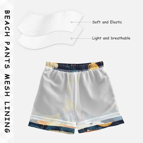 Boys Beach Board Shorts Fox Galaxy Star Cloud Swim Trunk Teen Swimwear 8-16Y4