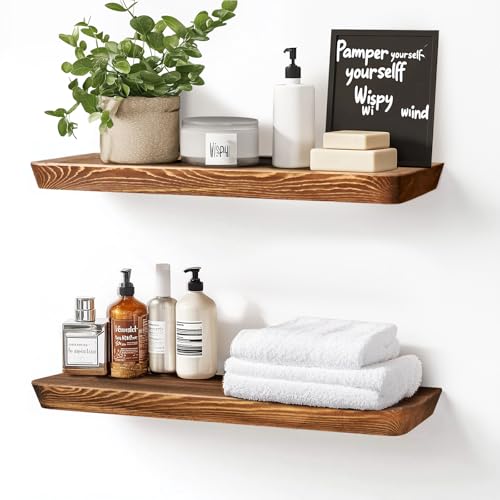 ABSWHLM 24"x6.8"x1.6" Slanted Floating Wall Shelves 2-Pack - Rustic Brown