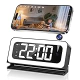 Gyliziex 2K Clock Camera, 5G & 2.4G WiFi Indoor Pet Baby Nanny Cameras with Alarm for Home Security, Full Color Night Vision, Human Motion Detection, Local SD Storage
