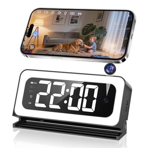 Gyliziex 2K Clock Camera, 5G & 2.4G WiFi Indoor Pet Baby Nanny Cameras with Alarm for Home Security, Full Color Night Vision, Human Motion Detection, Local SD Storage