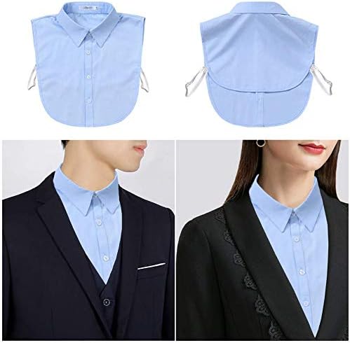 Joyci Men's Fashion OL False Collar Solid Color Lapel Half Shirt Fake Collar (Blue) - Image 3