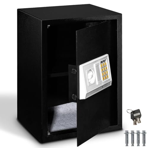 TANGZON Security Safe Box, 48L Electronic Safe Cabinet with Removable Shelf, 2 Keys & Carpeted Floor, Steel Jewelry Money Cash Deposit Box for Home Office Hotel