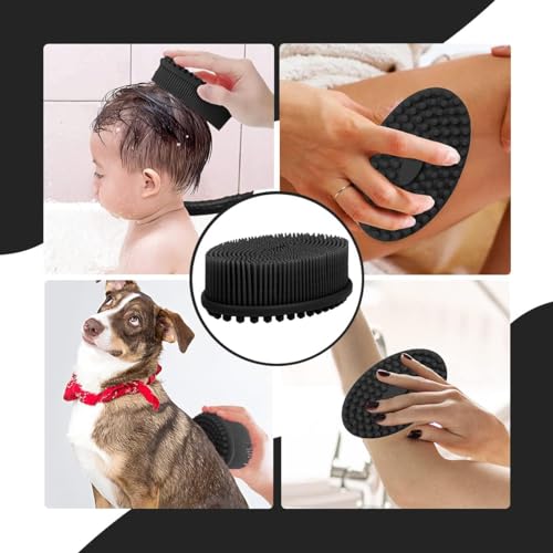 Image of Silicone Body Scrubber, Gentle exfoliating Body Scrubber That's Easy to Clean, Lathers Well, Long Lasting, and More Hygienic Than Traditional Shower Loofah (Black)