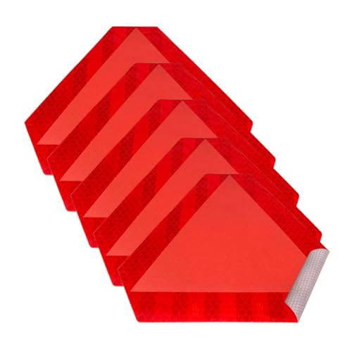 5Pcs Slow Moving Vehicle Sign Stickers, 5 Inch x 6 Inch Reflective Safety Triangle Signs Decal Reflective Slow Moving Vehicle Triangle Sticker, Adhesive Reflector Sticker SMV Sign for golf Cart