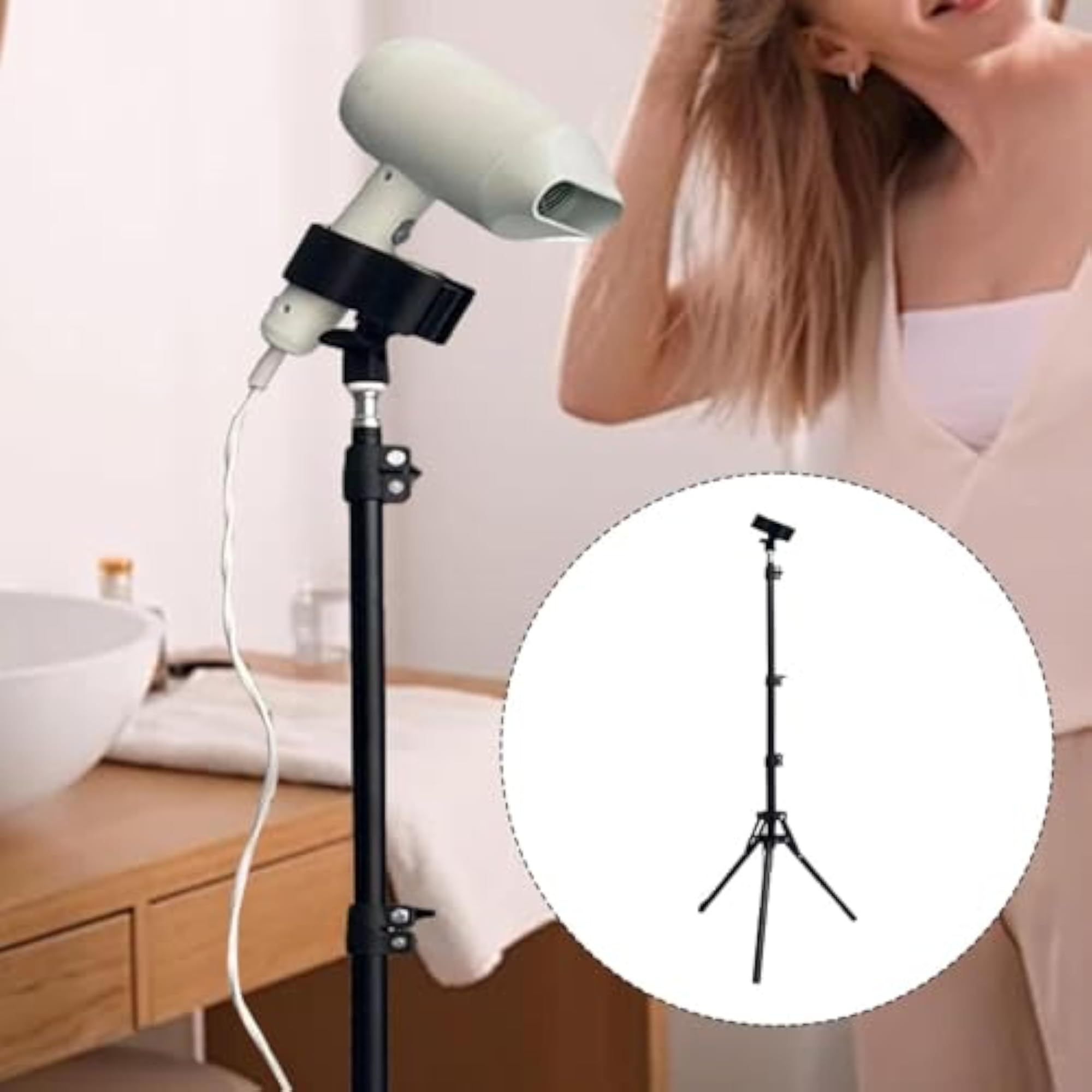 Adjustable Hair Dryer Stand, Portable Tripod