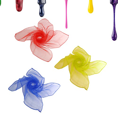 Tinksky zijdedoeken jongleerdoeken chiffontoeken gezoomde vierkante beweging sjaals vastleggen jongleerdansjaals (set 12… - Image 3