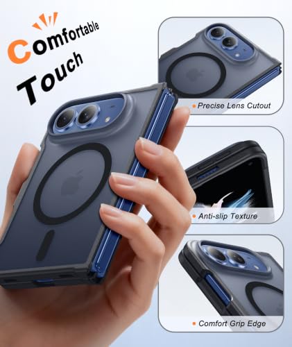 Image of FNTCASE for iPhone Duo Case Black: Translucent Fit for MagSafe