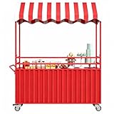MISURE MULTIPLE PER VARI SCENARI: Disponibile in 4 lunghezze: 120 cm, 140 cm, 160 cm e 180 cm, questo carretto ambulante in ferro è adatto a strade gastronomiche, centri commerciali, mercati notturni, luoghi turistici e altri contesti. Può essere utilizzato come carretto per dolci, bancarella di snack o chiosco creativo per soddisfare diverse esigenze