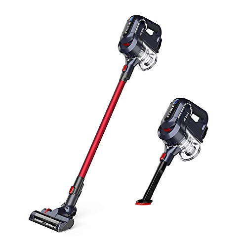 Aspiradora Escoba Sin Cable, 3 en 1 Escoba Eléctrica Ciclónica, Cepillo Motorizado, 2200mAh Batería de Litio Recargable, Filtro HEPA, Montaje en Pared