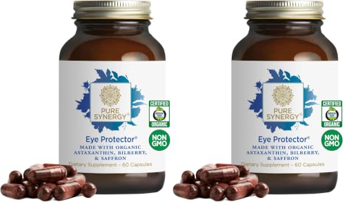 Image of PURE SYNERGY Eye Protector | 100% Natural, Vegan Eye Health Supplement | with Organic Astaxanthin, Lutein, & Zeaxanthin | for Healthy Vision (60 Capsules) (Pack of 2)