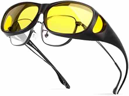 Bloomoak Lunettes De Nuit Polarisées, Protection UV 400 Anti-reflet Pour Homme Et Femme, Lunettes Polarisées Enveloppantes Pour Conduite, Pêche, Golf (lentille De Vision Nocturne), Cadre De Tortue