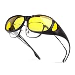 Bloomoak Lunettes de nuit polarisées, protection UV 400 anti-reflet pour homme et femme, lunettes polarisées enveloppantes pour conduite, pêche, golf (lentille de vision nocturne)