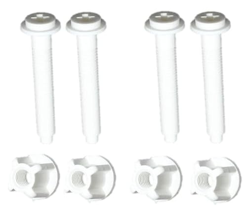 Universal Weiß Kunststoff Toilettensitz Scharnier Bolzen Schrauben für Top Mount Toilettensitz Scharniere Toilettensitz Scharnier Bolzen Schraube mit Kunststoffmuttern (4) Cover