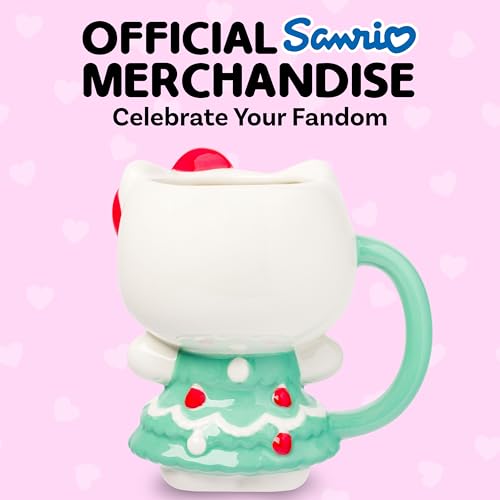Image of Silver Buffalo Sanrio Hello Kitty Christmas Tree, 3D Sculpted Mug, 20oz
