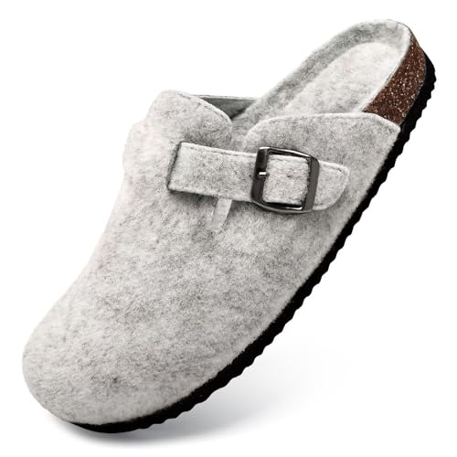 Image of Torotto Mens Clogs Cork Footbed Suede Slippers Arch Support Potato Shoes with Adjustable Buckle