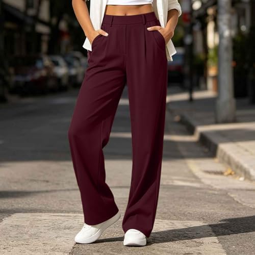 Womens High Waisted Dress Pants Baggy Stretchy Straight Wide Leg Trousers - image 6