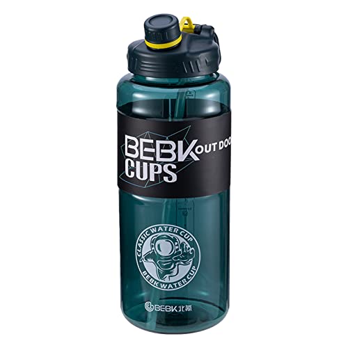 Gourde Sport de 1,7 litre,Water Bottle avec paille,Sans BPA,Gourde eau étanche,Gourde Paille avec affichage en millilitres,pour l'école,à la maison,au bureau,au gymnase (olive verte) Cover