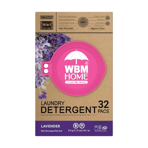Image of WBM 10-in-1 Laundry Detergent Pods, Fabric Softener with Lavender Extracts, High-Efficiency Laundry Pods with Powerful Stain Lifter Technology - 32 Count Bag