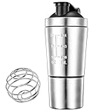 Edelstahl Protein Shaker ,700ml Double Wall Rührgerät mit Shake Ball,Protein Shaker Eiweiss Bottle für Sport und Fitness