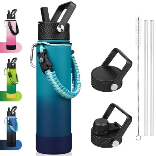 Image of BJPKPK 27oz Insulated Water Bottle with 3 Lids, Straw Lid & Handle