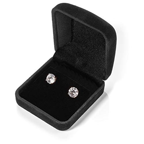 14K Solid Yellow Gold Stud Earrings | Round Cut Cubic Zirconia | Screw Back Posts | 3.0 Ctw, 1.5 Ctw Each | With Gift Box #TOP5