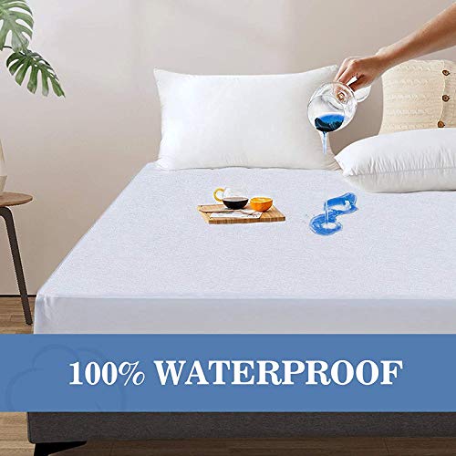 Rajasthan Crafts Cotton Terry White Waterproof Ultra Soft Cooling Hypoallergenic Vinyl-Free Pad Single Bed Mattress Protector - 12 Inch (RC-TMP-001-3678-A)-image-18