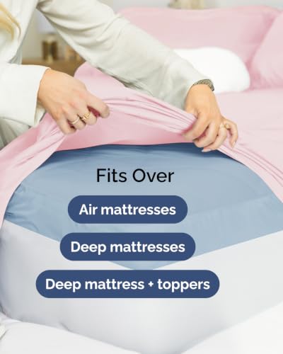Image of Extra Deep Flex Top Split Head King Sheet Set - 6 Piece Breathable and Cooling Sheets - Hotel Luxury Bedding for Women, Men, Kids & Teens - Easy Secure Fit - Extra Deep Pockets - Lavender Pink