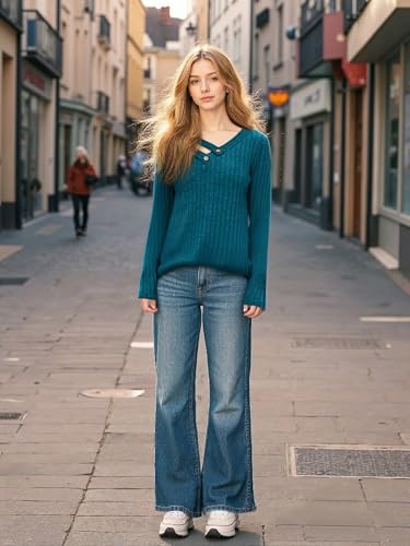 Misyula Style Long Sleeve Shirts for Women V Neck Fall Sweaters Dressy Casual Basic Tops 2024 Trendy Pullover S-2XL4