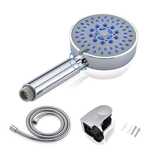 WZYTEU Alcachofa de ducha de alta presión para ahorro de agua para baño, con soporte de alcachofa de ducha, cinta de teflón, manguera de acero inoxidable de 1,5 m, 5 modos de ducha Cover