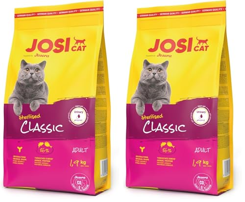 JosiCat Sterilised Classic, 1,9 kg, Comida Seca Premium para Gatos Adultos, Powered by Josera, 1 Unidad (Paquete de 2)
