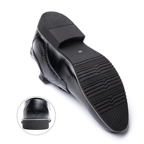 Hitmars Derby Shoes for Men Oxford Shoes Patent Leather Business Formal Dress Shoes Mens Lace Up Brogue Shoe Li1-Black UK 8.5(EU43) - Image 4