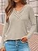 AUTOMET Womens Long Sleeve Top Fall Outfits V Neck Sweaters Button Shirts 2025 Lightweight Dressy Casual Business Tunic Blouses Trendy Cute Sweatshirt Winter Clothes Fashion Clothing Khaki M
