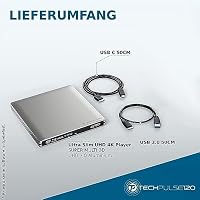 techPulse120 Externes UHD 4k 3D M-Disc BDXL USB 3.0 USB-C Laufwerk Blu-ray Brenner Burner Superdrive Slim BD DVD CD Ultra für Computer Notebook Ultrabook Windows Mac OS Apple iMAC Aluminium Silber – Ansicht 6