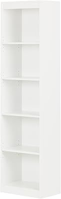 South Shore Axess 5-Shelf Narrow Bookcase, Pure White