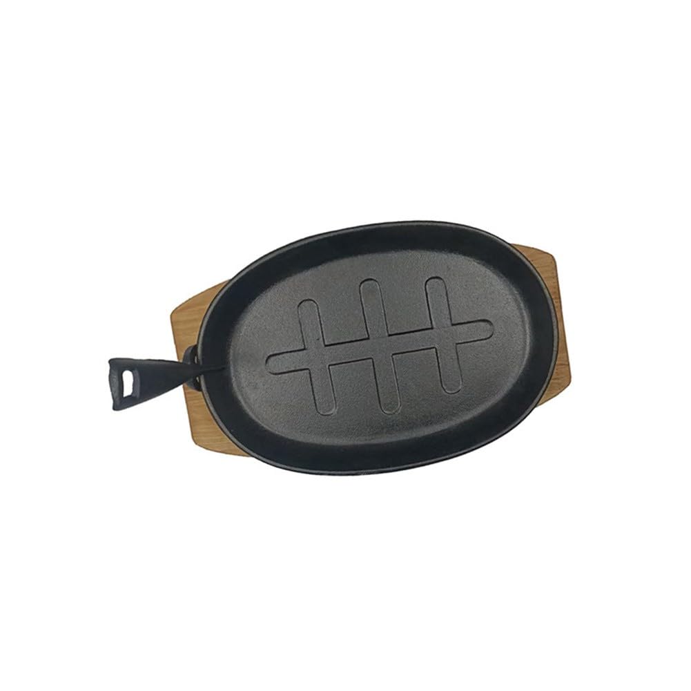 Assiettes de cuisson en fonte ovale avec support bois, l'excellence du Teppanyaki