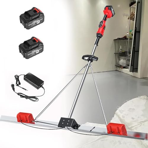 Juego de vibración para solera de hormigón, regla de apisonamiento de nivelación de hormigón alimentada por batería, vibrador de cemento para solera recargable eléctrico con vibración,1.5M-2Battery