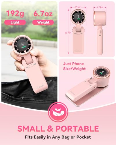 image for PlayHot Portable Handheld Turbo Fan, 5-Speed Personal Fans, 5000mAh Re