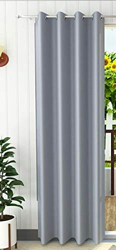 Inaayat Creations Polyresin Solid Grommet Door Curtain, 7 Feet, Grey, Pack of 1