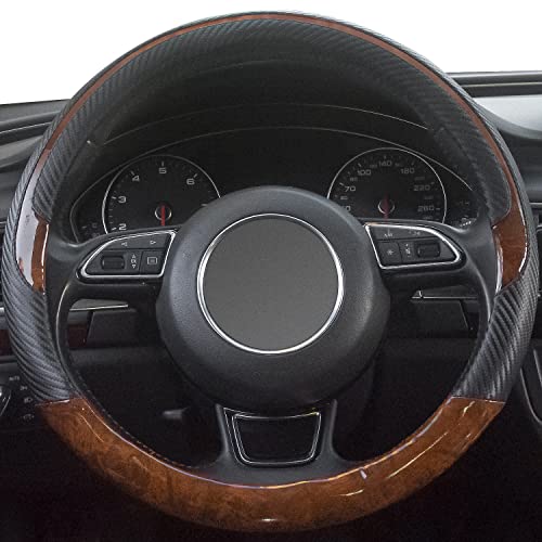 Xizopucy Wood Grain Steering Wheel Cover Black Universal Microfiber Leather, Suitable For 14 1/2-15 Inch Comfortable Anti-Slip, Good Breathable And Odorless Car Steering Wheel Cover #TOP2