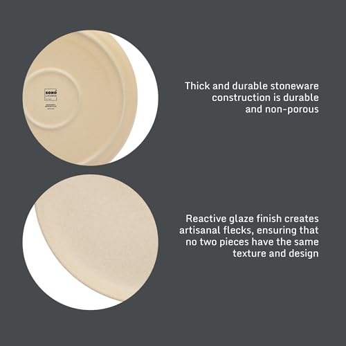 Image of Gibson Elite Pasco 12 Piece (Service for 4) Plates and Bowls Reactive Glaze Dishes Stoneware Ceramic Dinnerware Set - Taupe