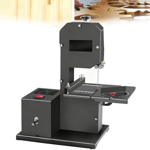 Azcabjie Cortadora De Madera De 800 W, Sierra De Cinta De Sobremesa con Motor De Cobre Puro, Altura De Corte De 70 Mm, Garganta De 90 Mm para Madera, Espuma Acrílica